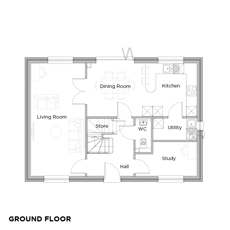 Upbury Grange Oak floorplans ground floor